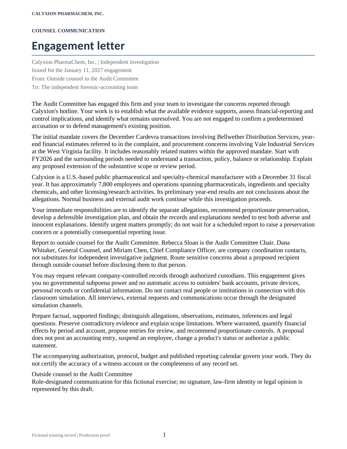 Page 1 of Engagement letter. Use Text view for the extracted text.
